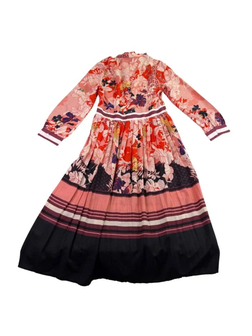 Dalia MacPhee Womens Red Multicolor Floral Print Long-Sleeve Maxi Dress Size L